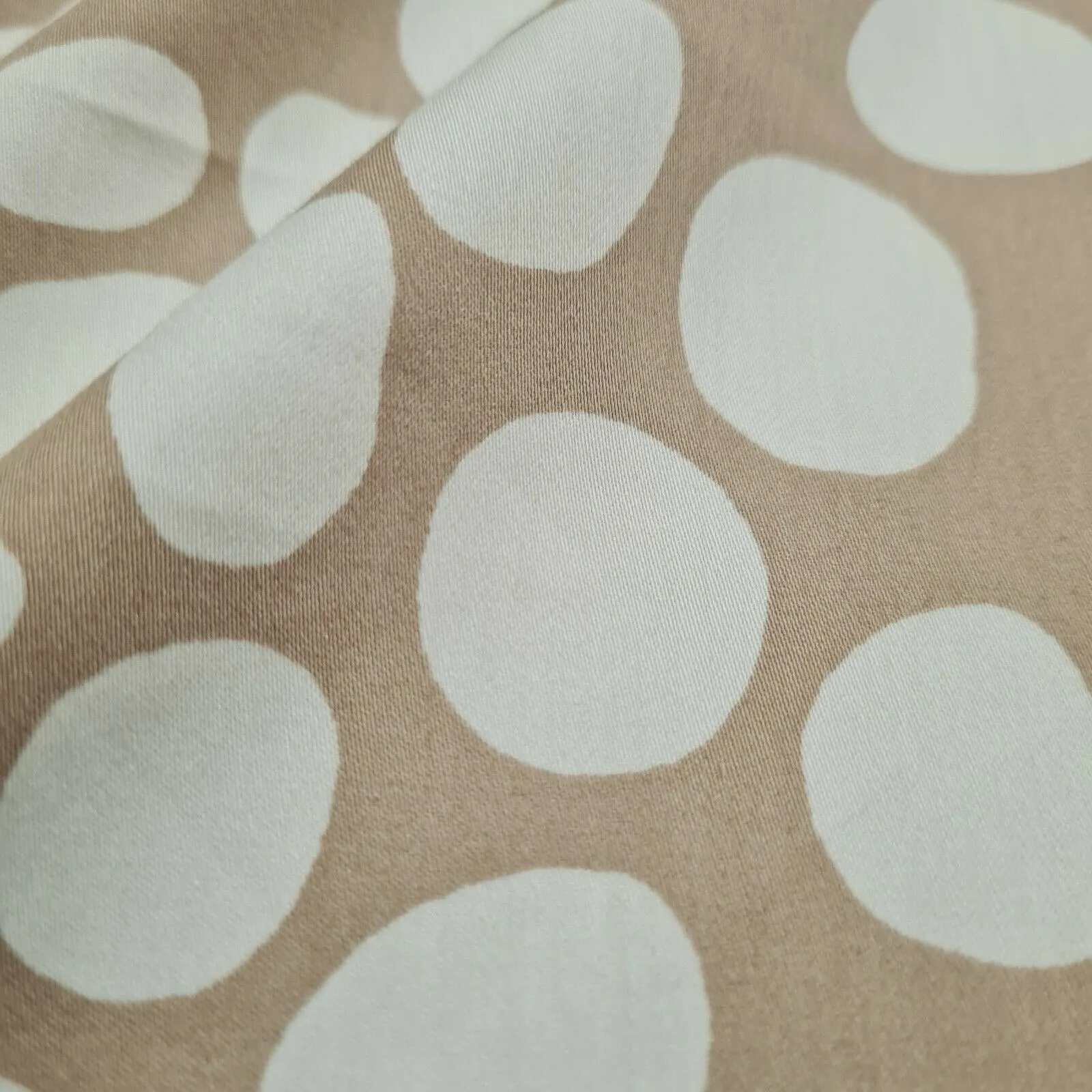 Sateen Fabric Cotton Blend Ivory Spotted Beige Colour 49" Wide
