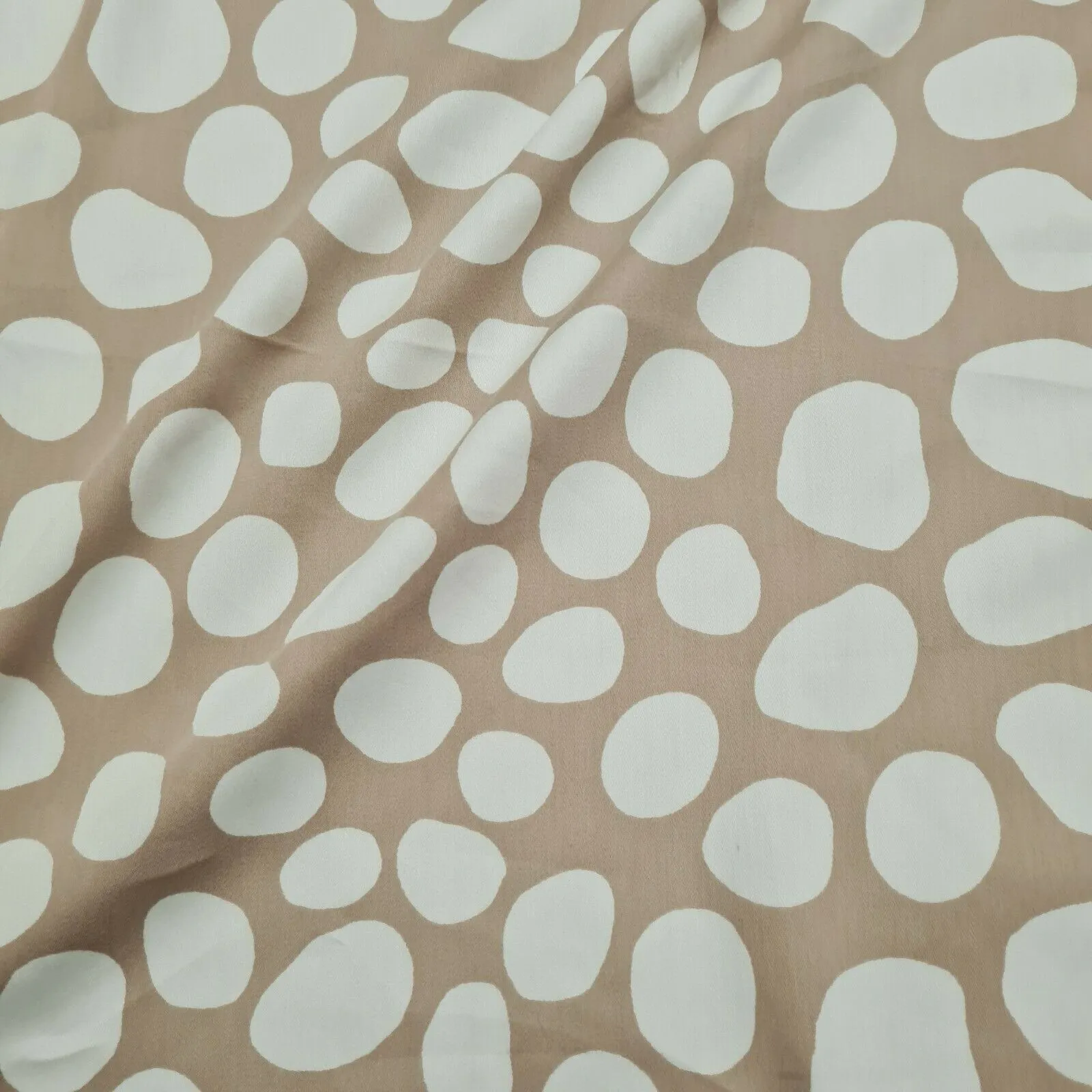 Sateen Fabric Cotton Blend Ivory Spotted Beige Colour 49" Wide