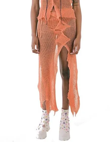 Sheer Linen Skirt - Orange