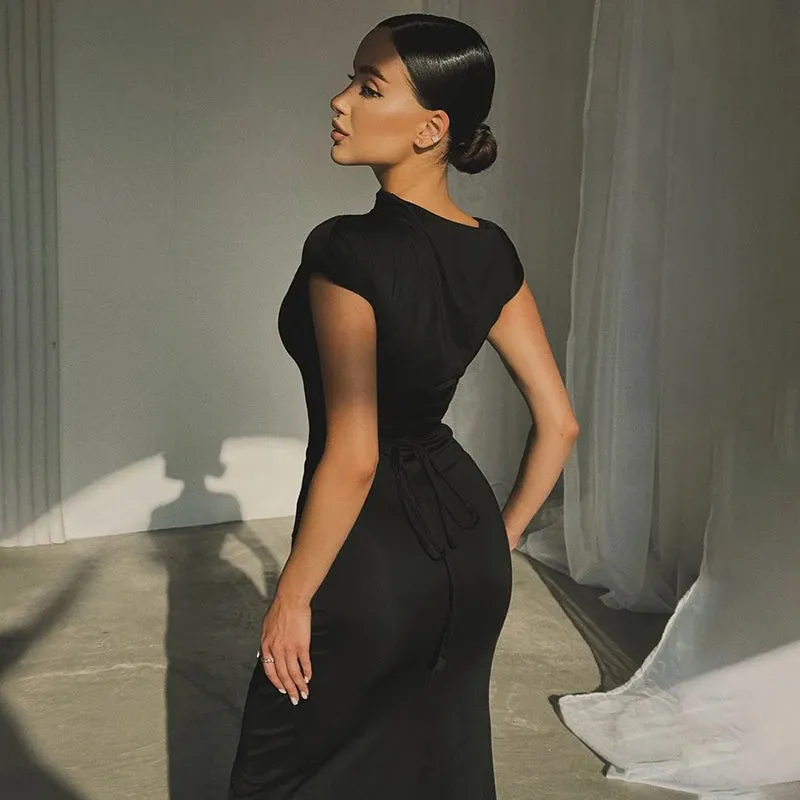 Short Sleeve Maxi Dress Curvy Silhouette & Flattering Tie-Up