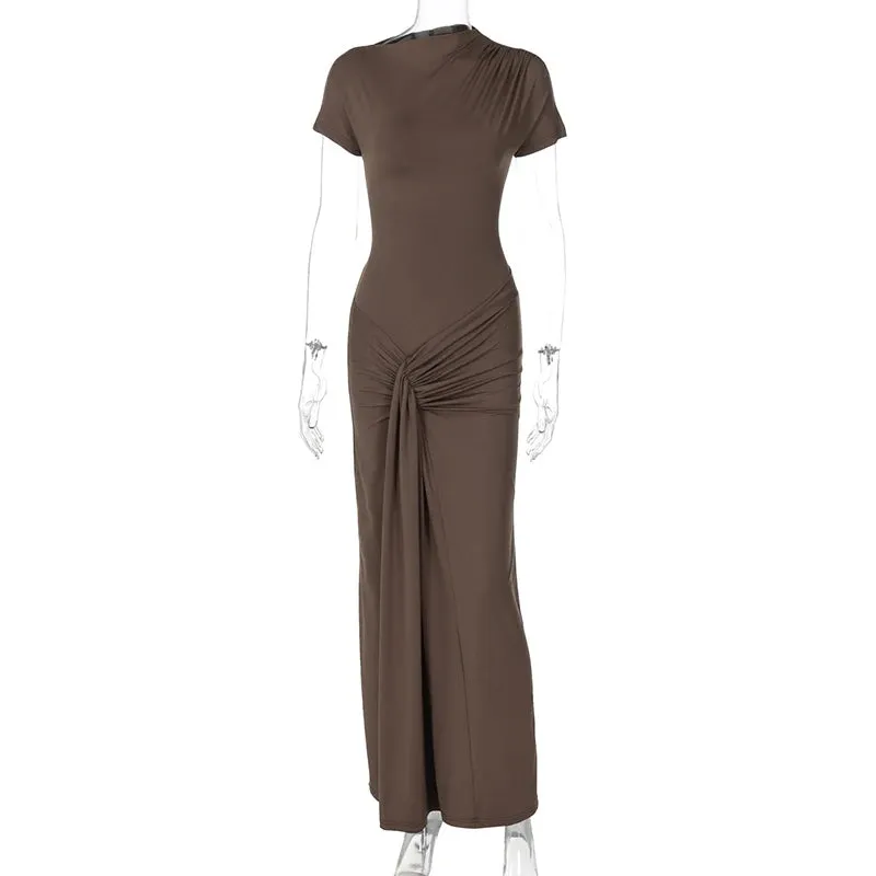 Short Sleeve Maxi Dress Curvy Silhouette & Flattering Tie-Up