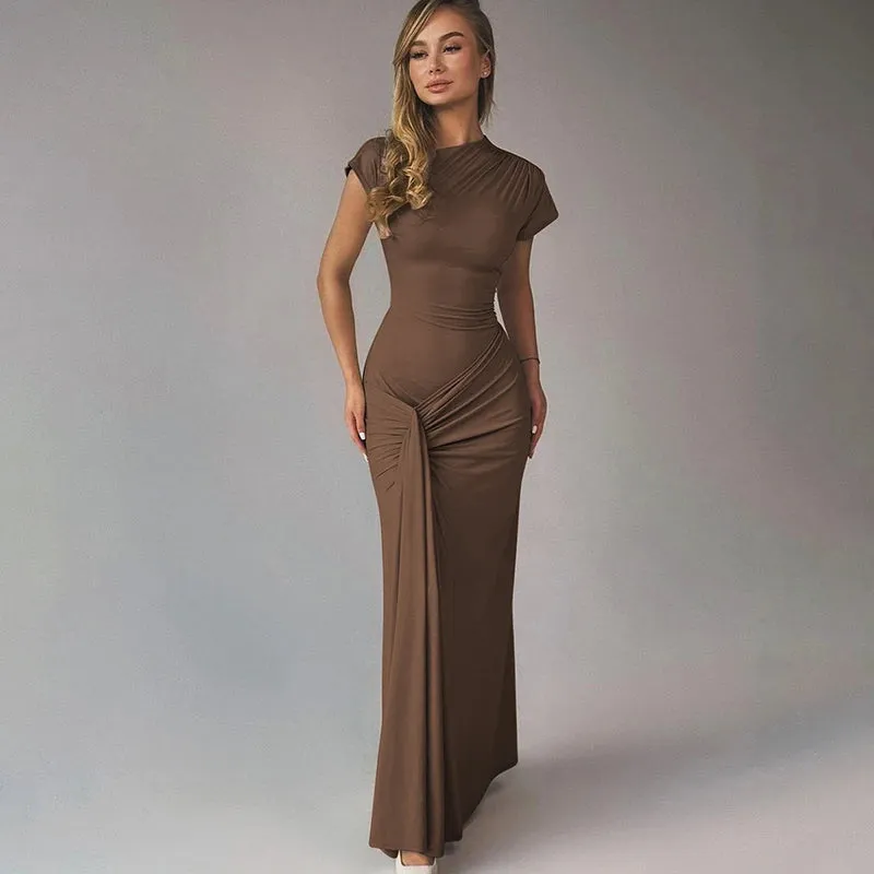 Short Sleeve Maxi Dress Curvy Silhouette & Flattering Tie-Up