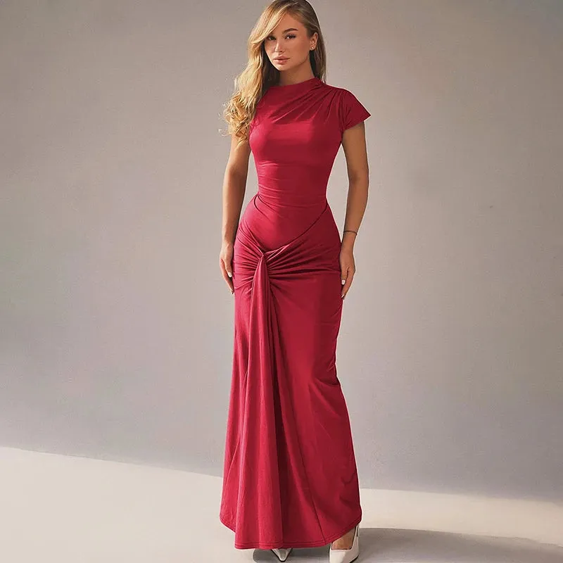 Short Sleeve Maxi Dress Curvy Silhouette & Flattering Tie-Up