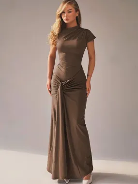 Short Sleeve Maxi Dress Curvy Silhouette & Flattering Tie-Up