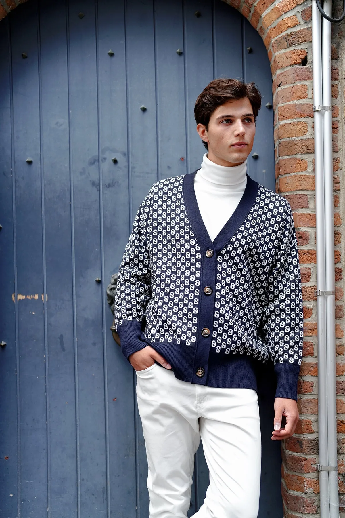 Signature Monogram Cardigan - Blue Depth