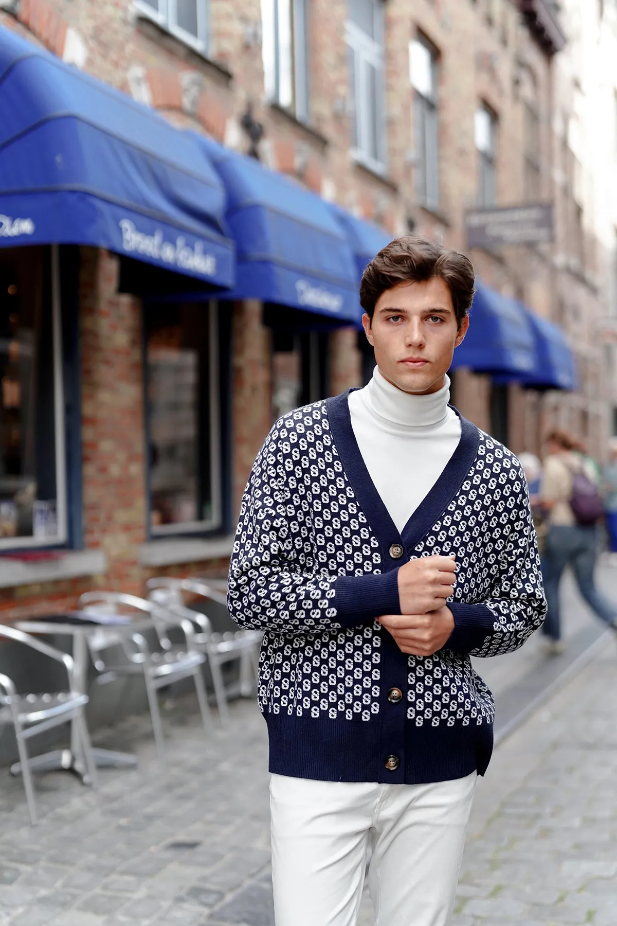 Signature Monogram Cardigan - Blue Depth