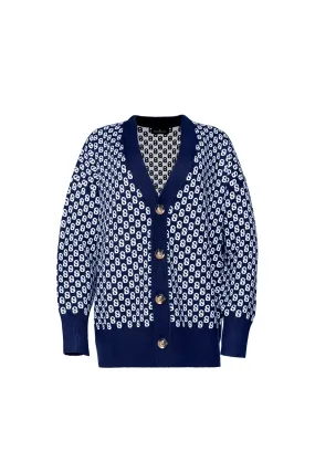 Signature Monogram Cardigan - Blue Depth