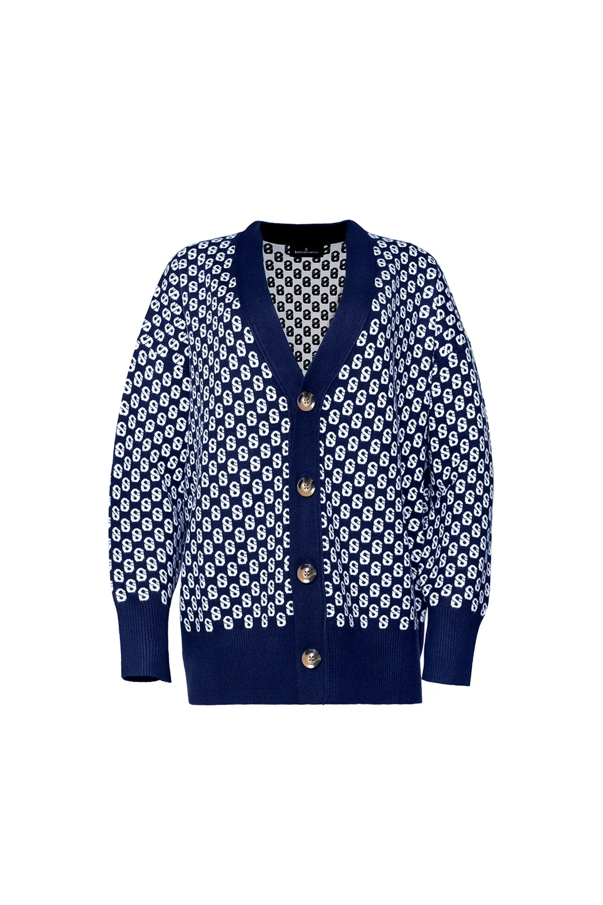 Signature Monogram Cardigan - Blue Depth