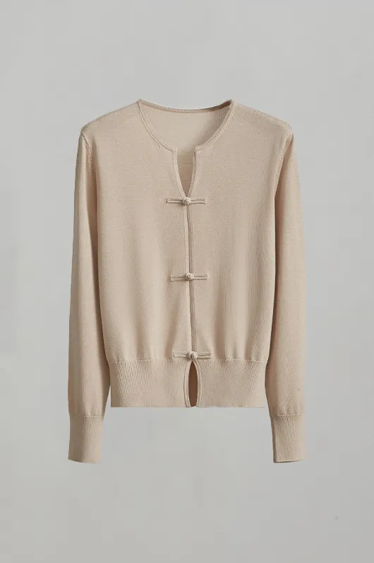 Silk Blend Lightweight Sweater with Ribbed Trims
