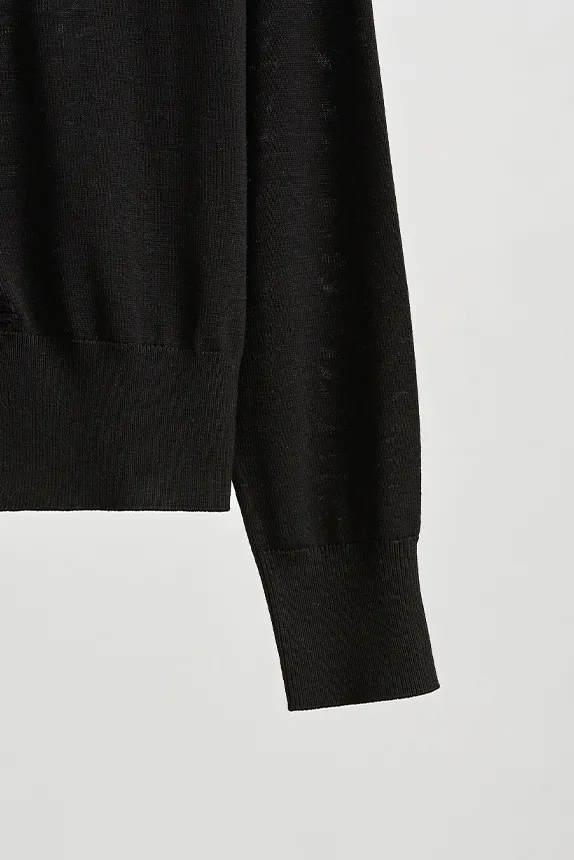 Silk Blend Lightweight Sweater with Ribbed Trims