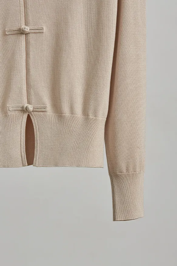 Silk Blend Lightweight Sweater with Ribbed Trims