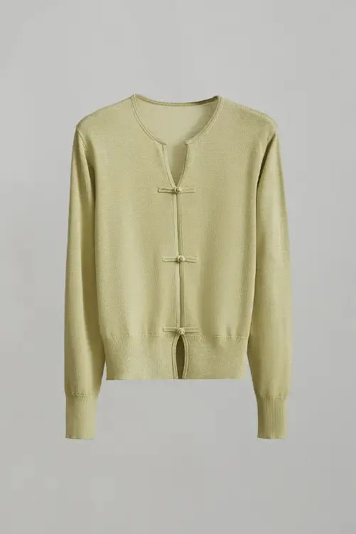 Silk Blend Lightweight Sweater with Ribbed Trims