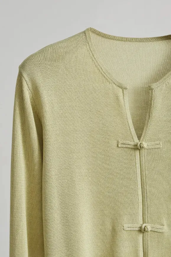 Silk Blend Lightweight Sweater with Ribbed Trims