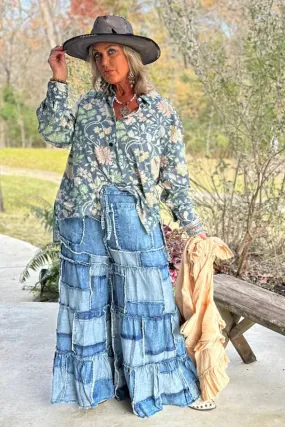 St. Rochelle Patchwork Skies Trouser Jeans by Jaded Gypsy