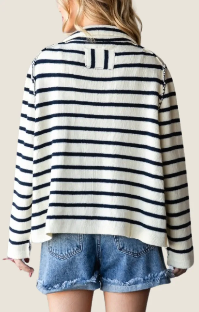 Suki Cream Striped Cardigan