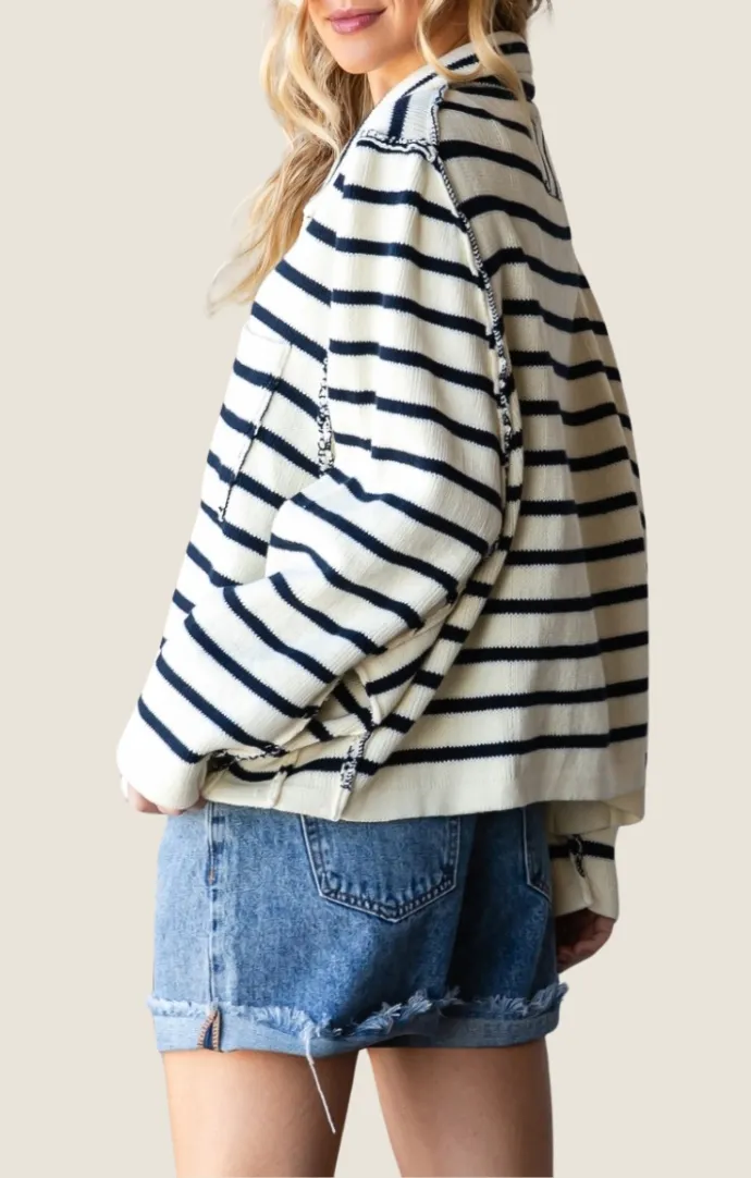 Suki Cream Striped Cardigan