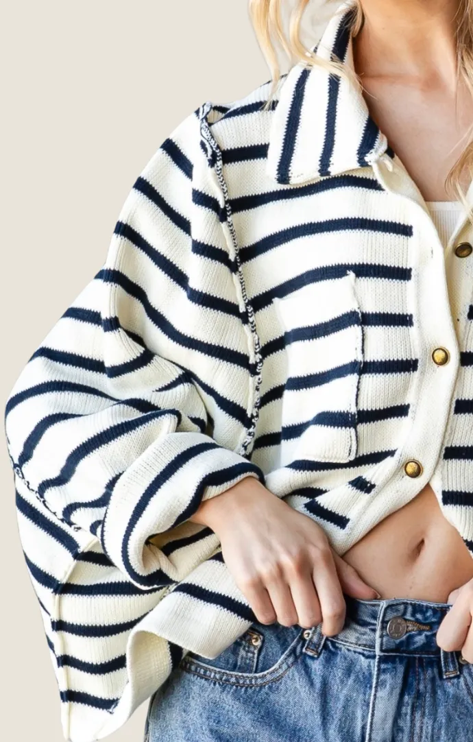 Suki Cream Striped Cardigan