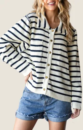 Suki Cream Striped Cardigan