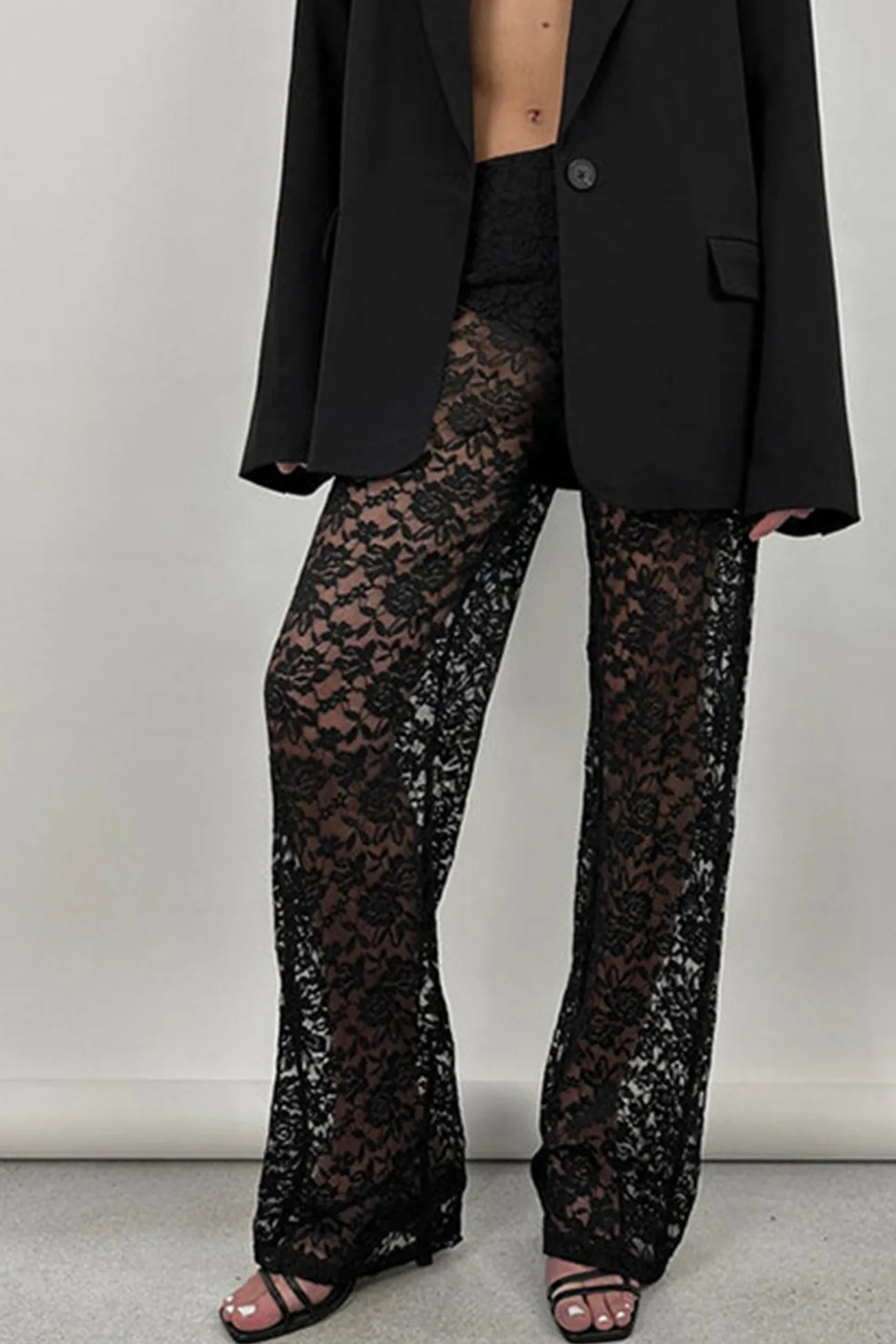 TastyHottie - High Waist Patchwork Lace Hollow Out Long Pants