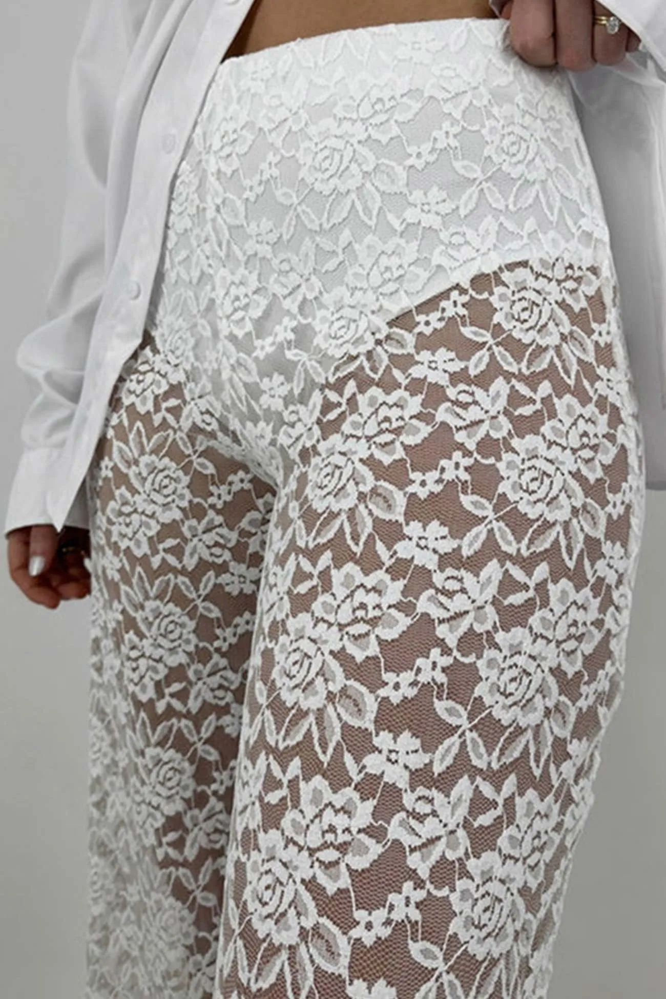 TastyHottie - High Waist Patchwork Lace Hollow Out Long Pants