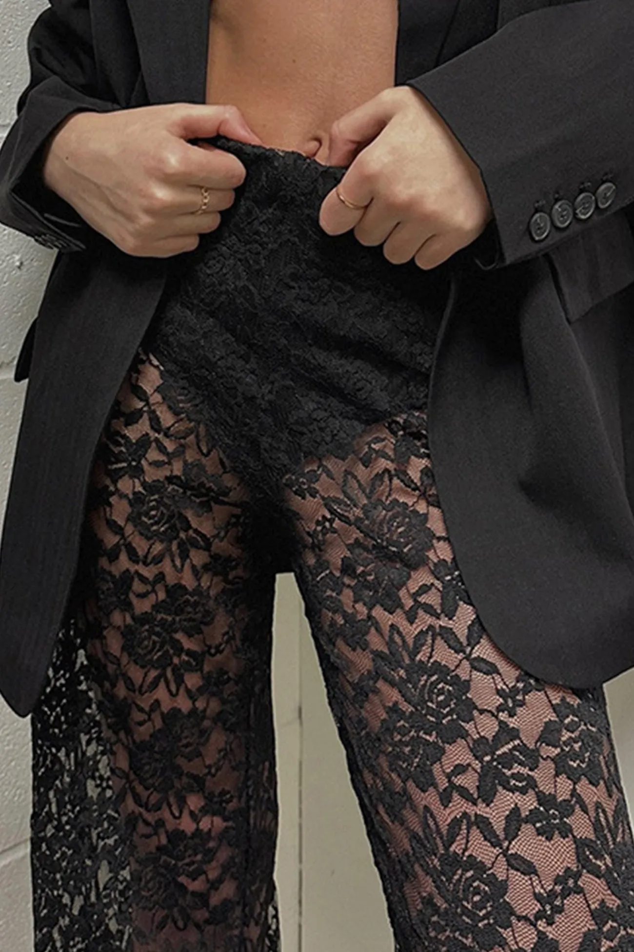 TastyHottie - High Waist Patchwork Lace Hollow Out Long Pants