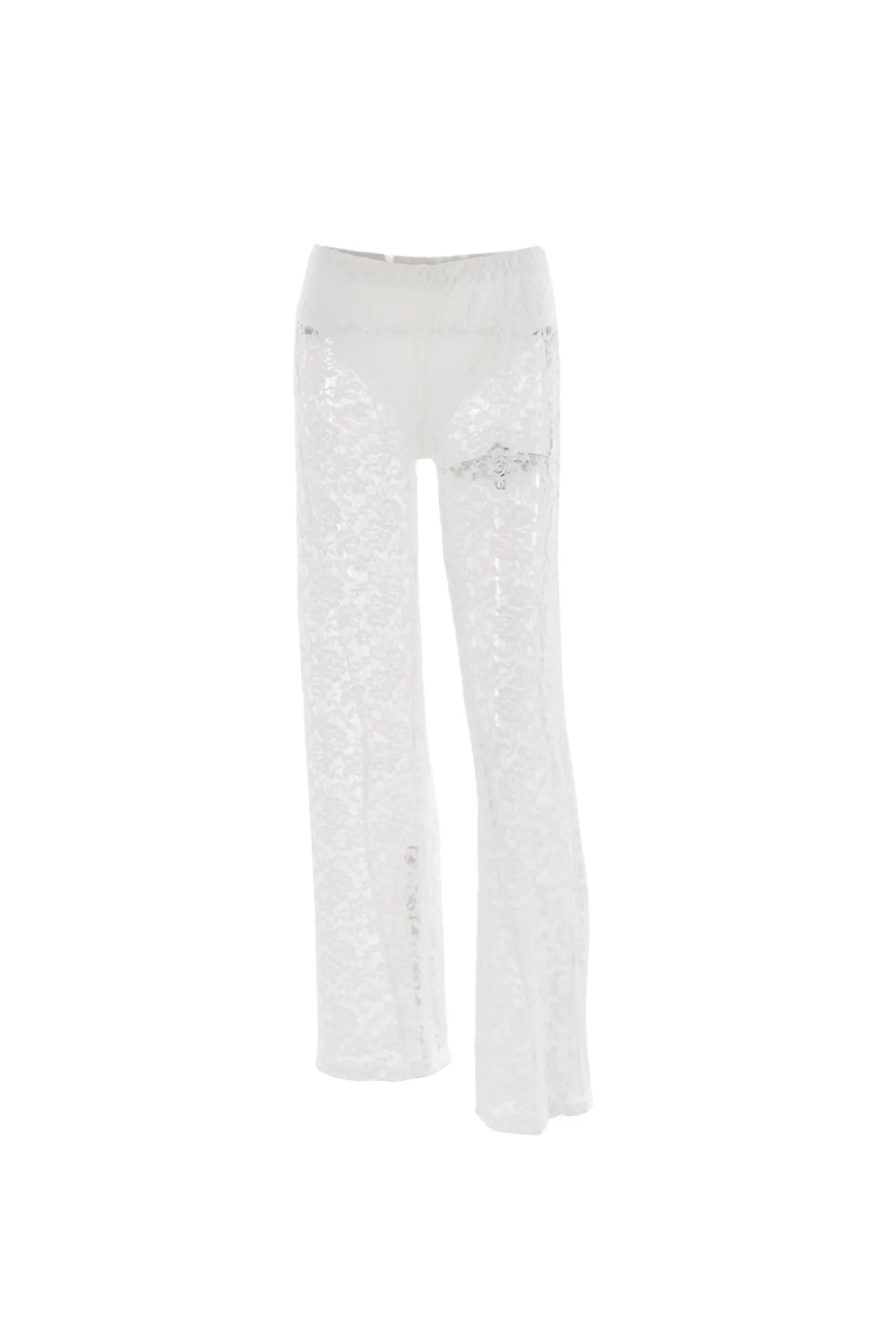 TastyHottie - High Waist Patchwork Lace Hollow Out Long Pants
