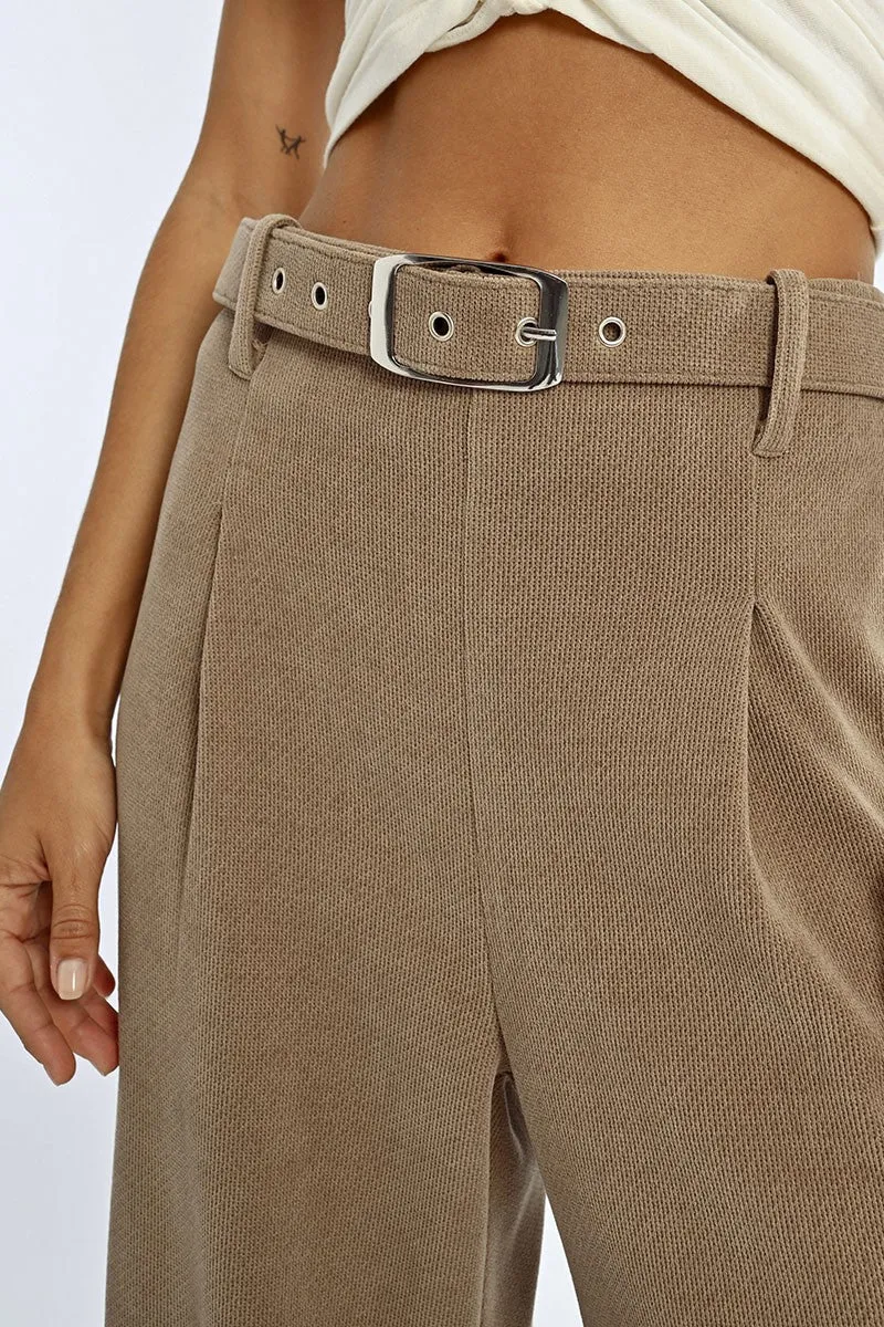 Taupe High Waist Wide Leg Pant