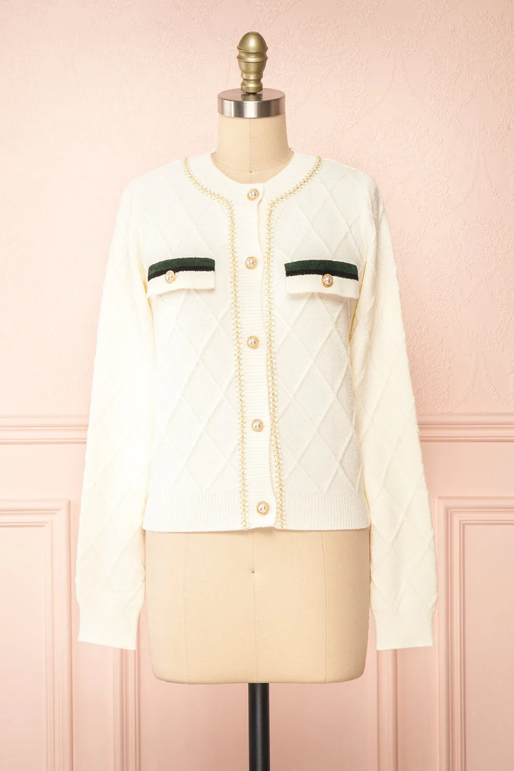 Tayna | Ivory Vintage Style Cardigan