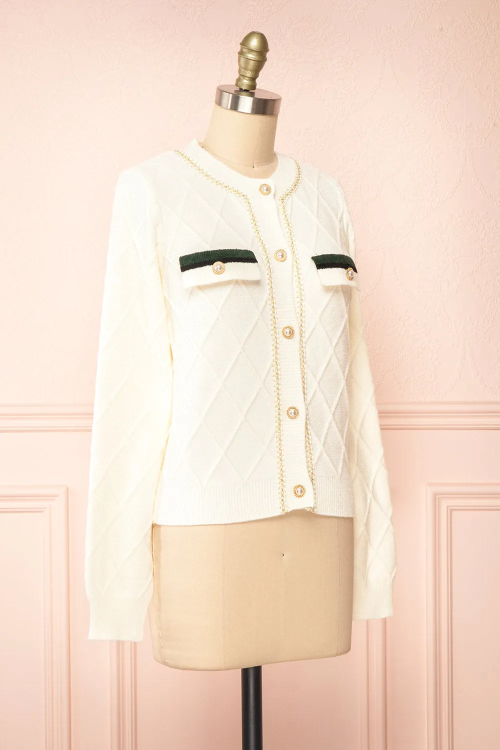 Tayna | Ivory Vintage Style Cardigan