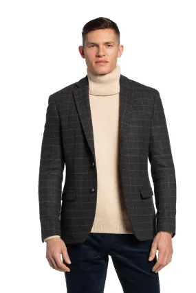The Brazen Head Windowpane Check Blazer in Grey