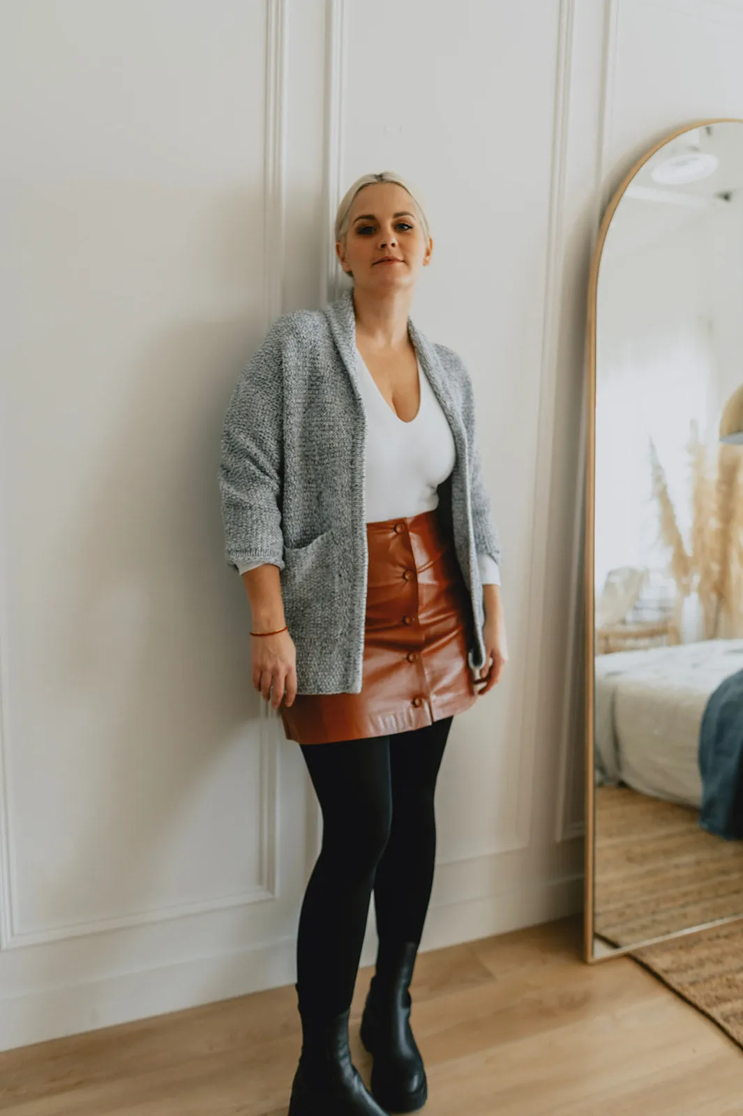The Erinn Boyfriend Cardigan x DEW by Kaitlyn Bristowe - GUNMETAL