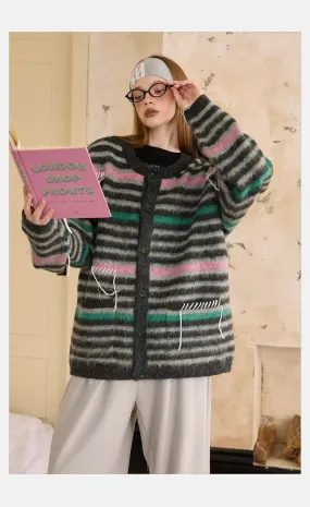 Tom Grey and Pastel Stripes Knit Cardigan