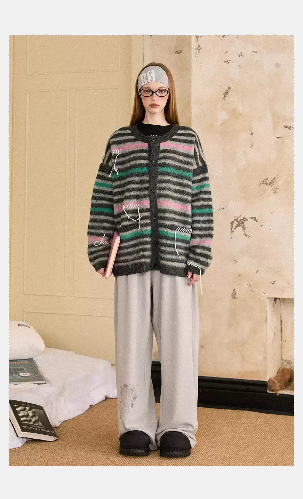 Tom Grey and Pastel Stripes Knit Cardigan