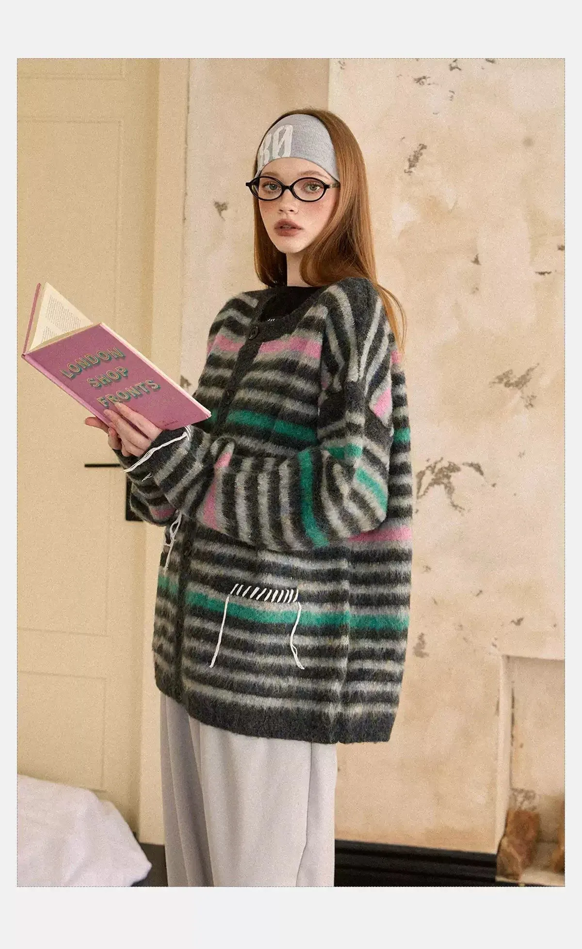 Tom Grey and Pastel Stripes Knit Cardigan