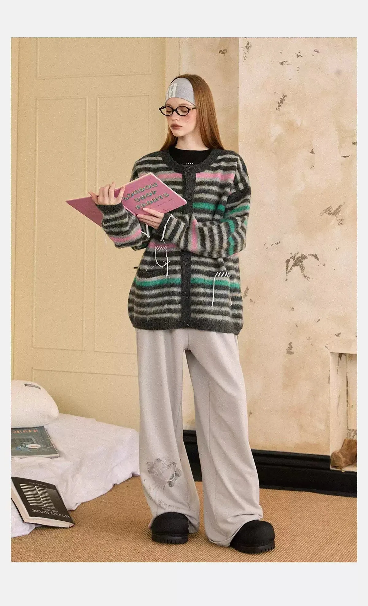 Tom Grey and Pastel Stripes Knit Cardigan
