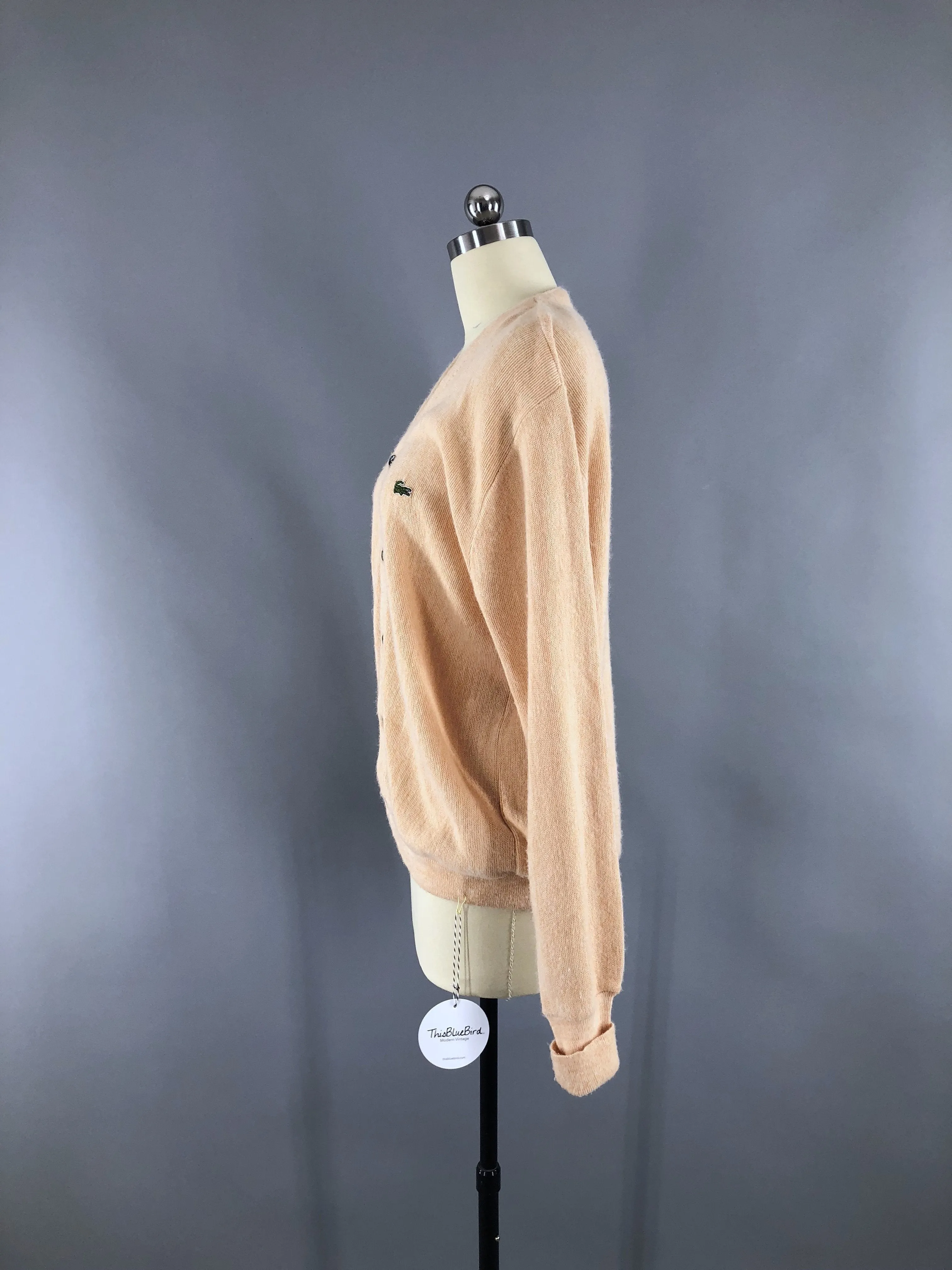 Vintage 1960s IZOD Cardigan Sweater / Apricot Peach