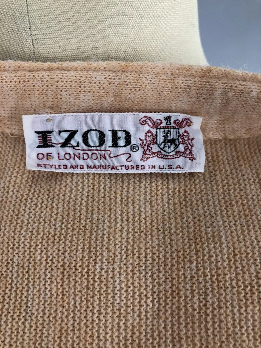 Vintage 1960s IZOD Cardigan Sweater / Apricot Peach