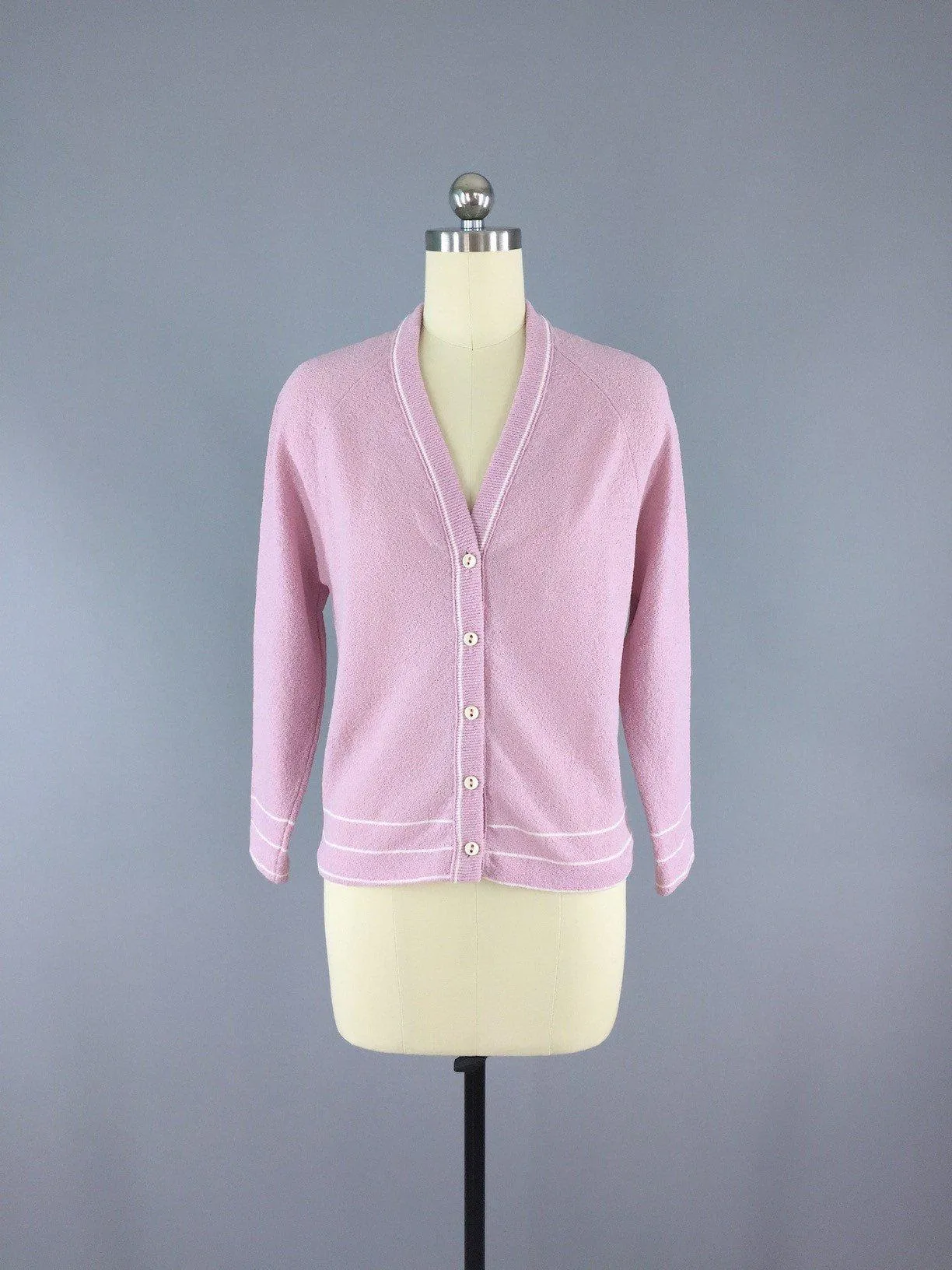 Vintage 1970s Lavender Pink Cardigan Sweater