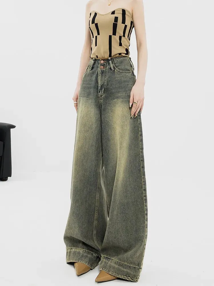 Vintage Korean High-Waist Grunge Streetwear Jeans