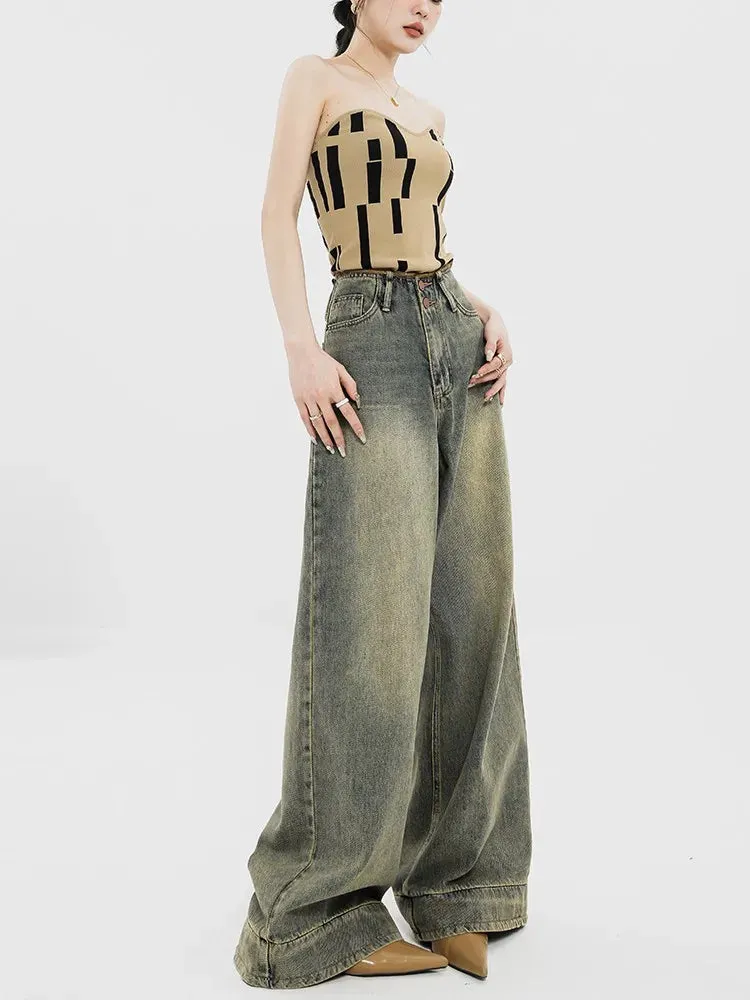 Vintage Korean High-Waist Grunge Streetwear Jeans