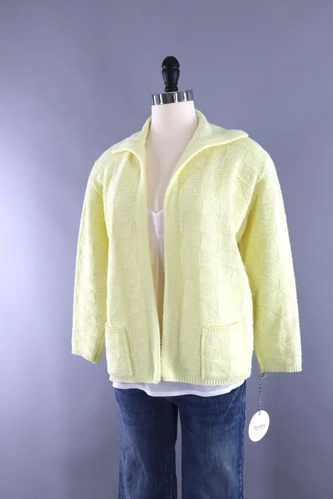 Vintage Pastel Yellow Knitted Cardigan Sweater