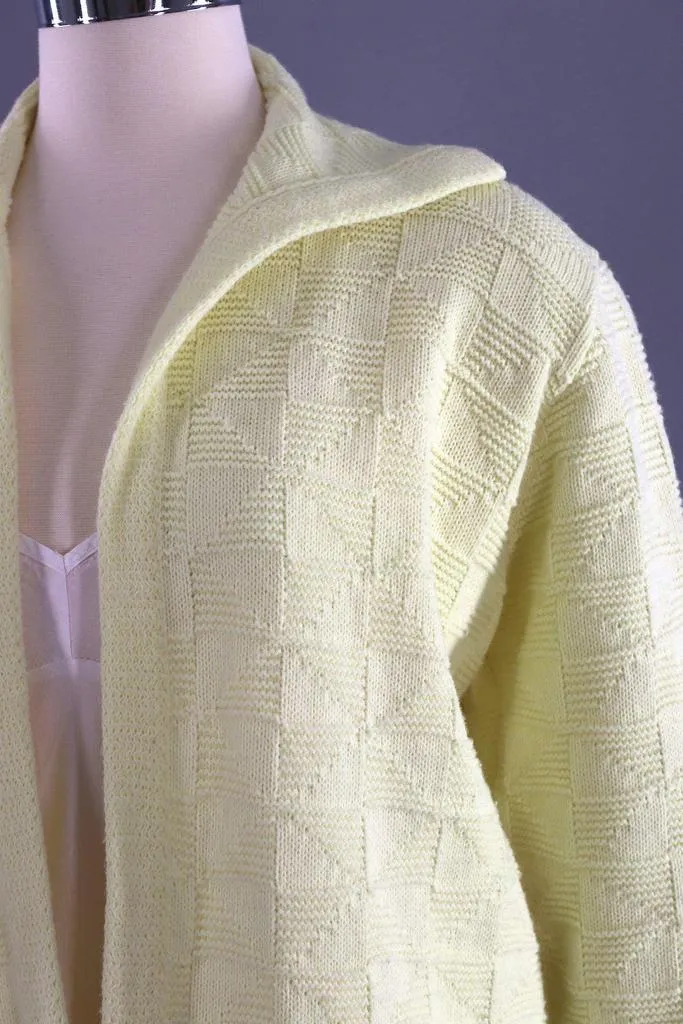 Vintage Pastel Yellow Knitted Cardigan Sweater