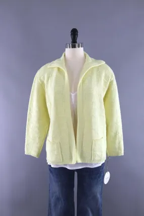 Vintage Pastel Yellow Knitted Cardigan Sweater