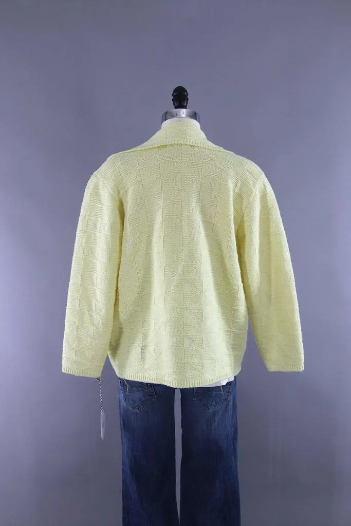 Vintage Pastel Yellow Knitted Cardigan Sweater