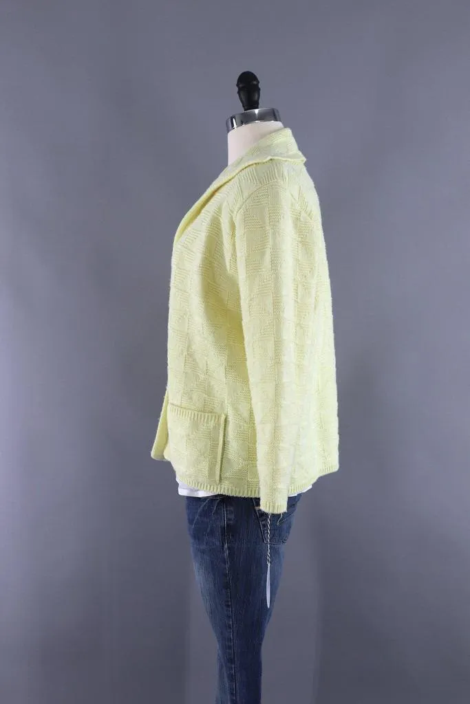 Vintage Pastel Yellow Knitted Cardigan Sweater