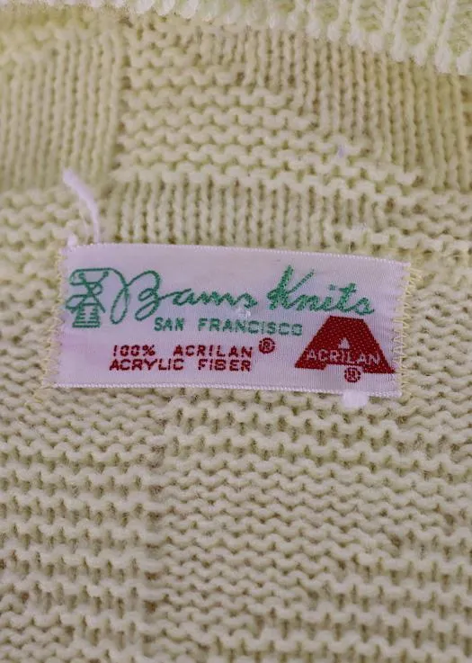 Vintage Pastel Yellow Knitted Cardigan Sweater