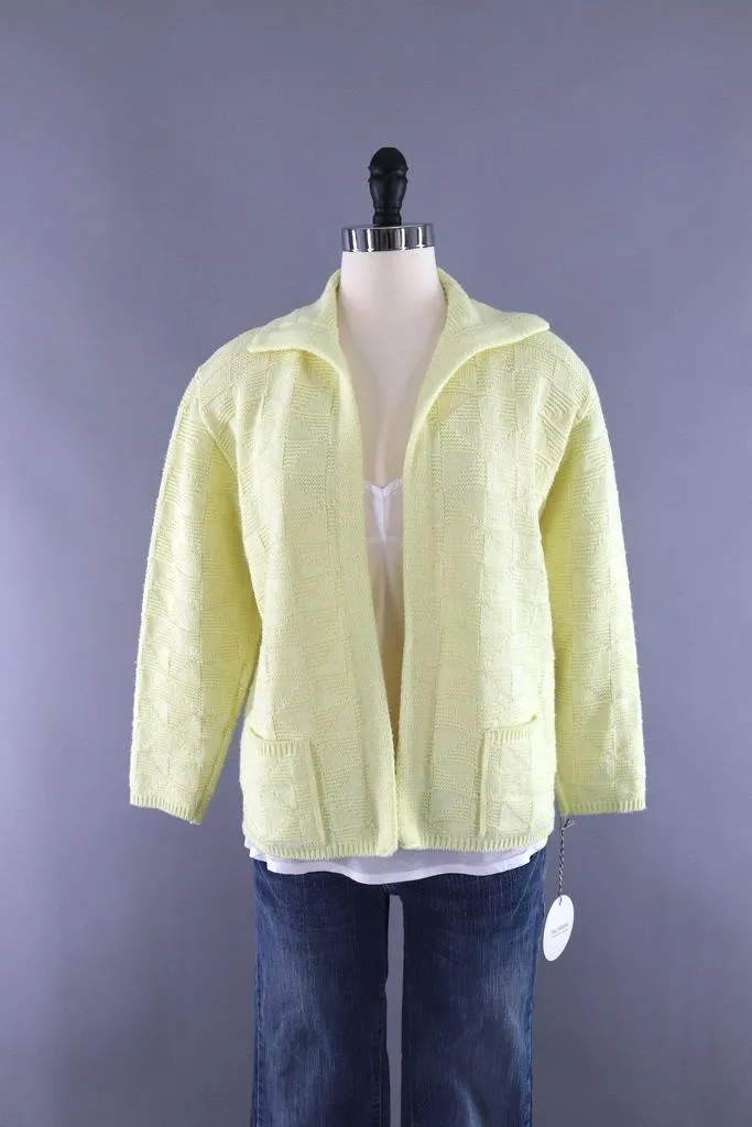 Vintage Pastel Yellow Knitted Cardigan Sweater