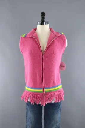 Vintage Pink Cardigan Sweater Vest