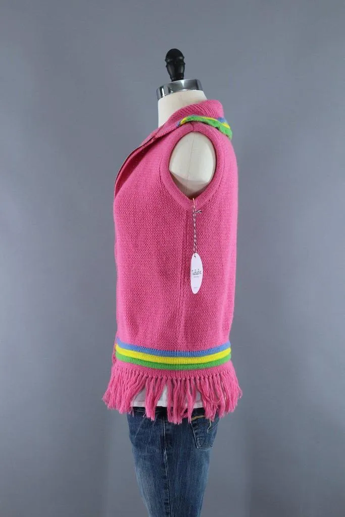 Vintage Pink Cardigan Sweater Vest