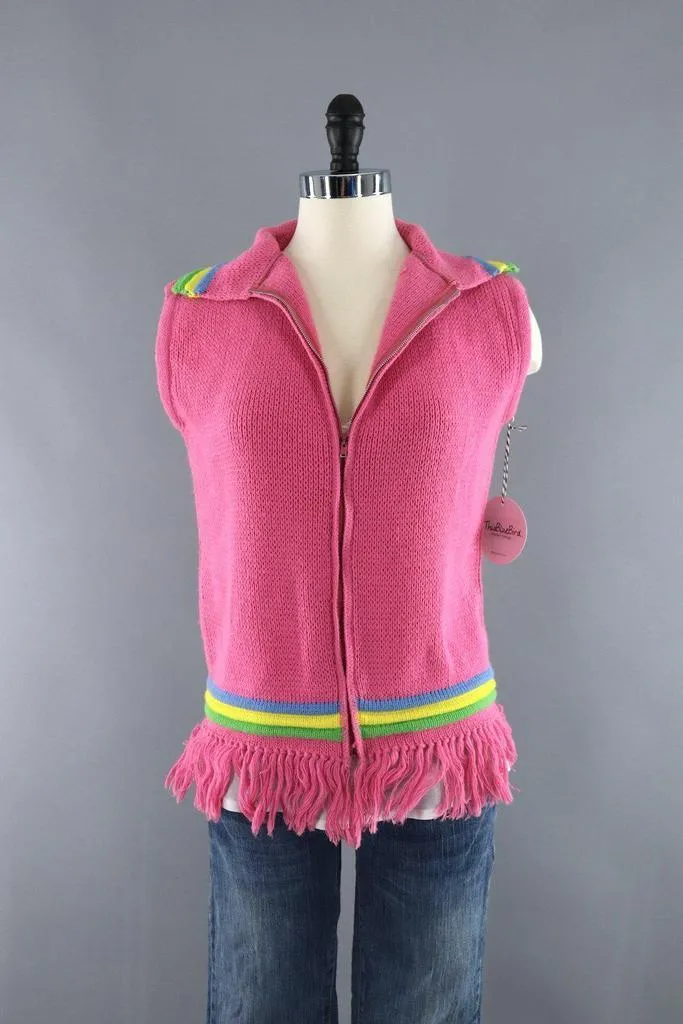 Vintage Pink Cardigan Sweater Vest